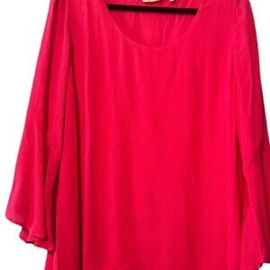 Red Soft Surroundings long sleeve blouse in size large.